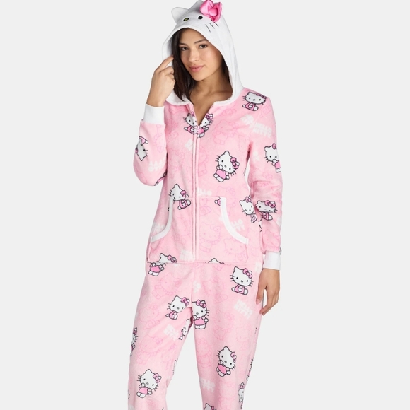 Hello Kitty Pink Coral Fleece Hooded Cape Pajama